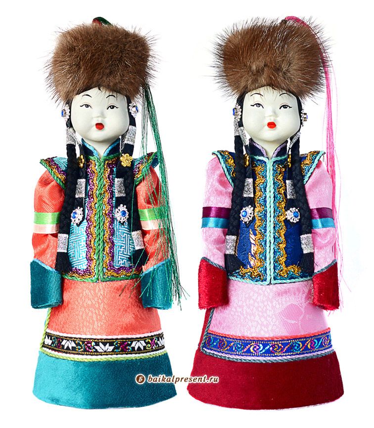 Кукла в бурятском костюме (конус, ткань) с Байкала