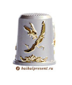 Наперсток мет. "Байкал. Контур озера. Яхта. Нерпа" цв. хром матовый с Байкала