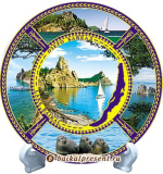 Магнит-тарелка "Байкал. Две Колокольни. Коллаж", 7см, с подставкой с Байкала