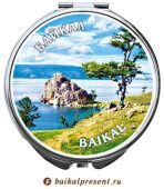 Зерк. фольг. "Байкал.Мыс Бурхан с деревом", 7 см с Байкала