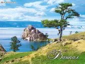 Открытка сувенирная большая "Мыс Бурхан с деревом", 15х20 см с Байкала