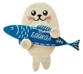 Магнит двухслойный "Белёк держит рыбу" (Войлок) с Байкала