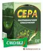 Сера лиственничная, классическая, упаковка 50 шт. по 3 гр. с Байкала