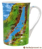 Кружка "Байкал. Зеленая карта", 270 мл, фарфор с Байкала
