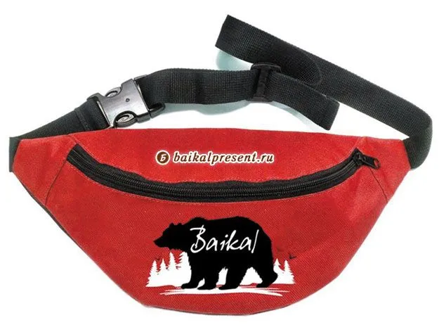 Поясная сумка "Байкал. Медведь", цв. красный с Байкала