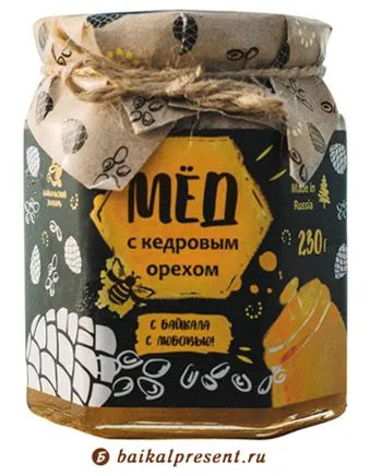 Мед с ядрами кедрового ореха, 230 г с Байкала